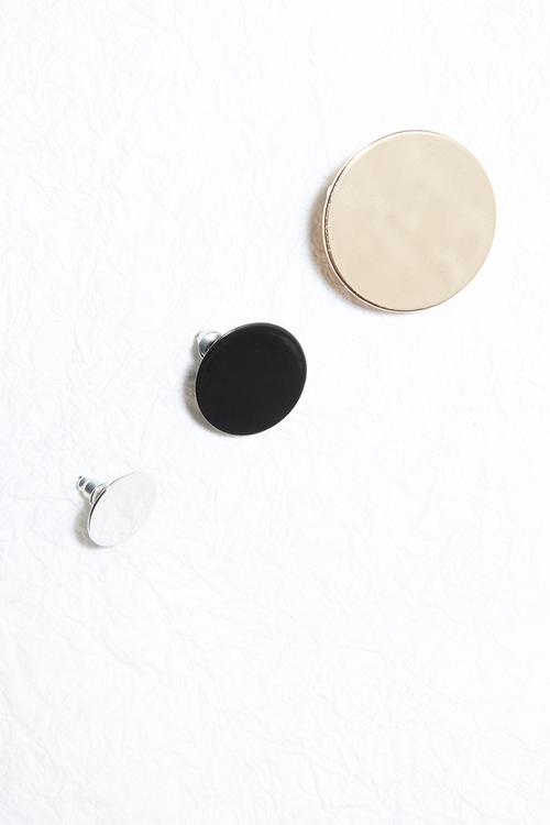 3pk polished flat studs