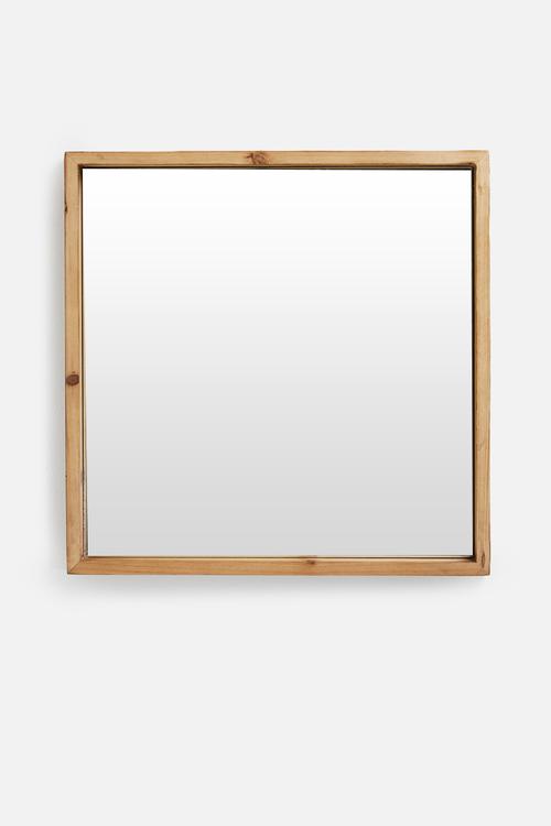 Square wood wall mirror