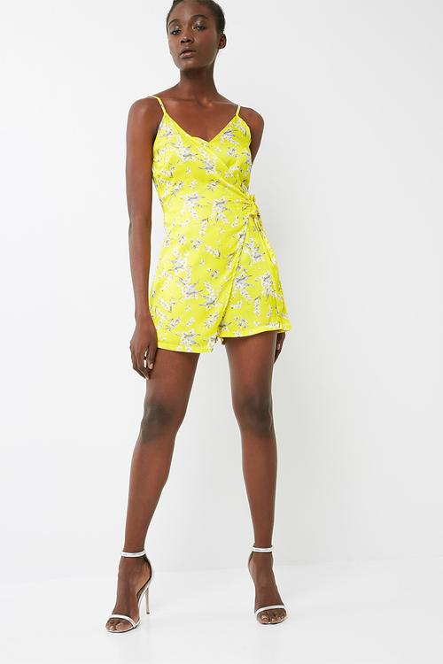 Cami wrap floral playsuit