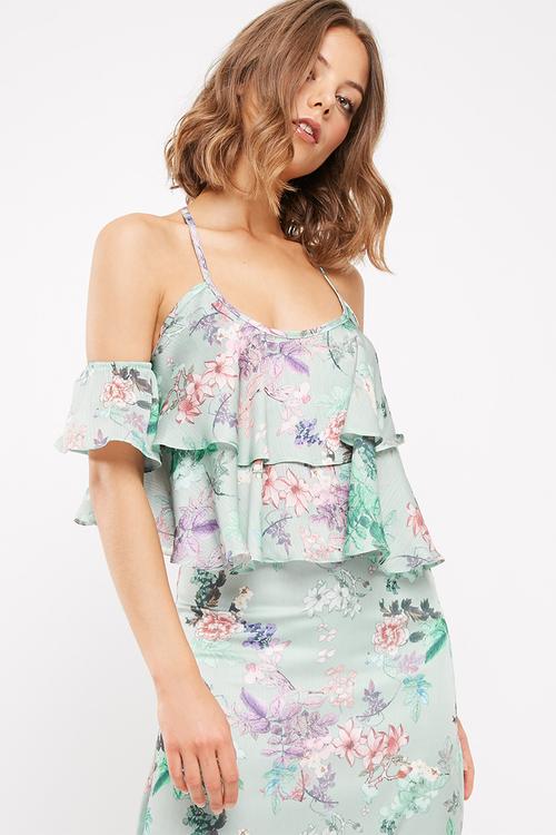 Floral print flounce top