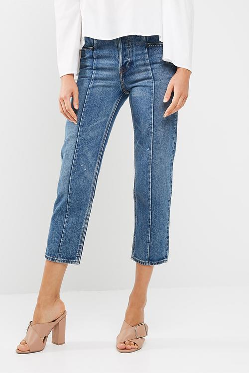 Altered straight jeans