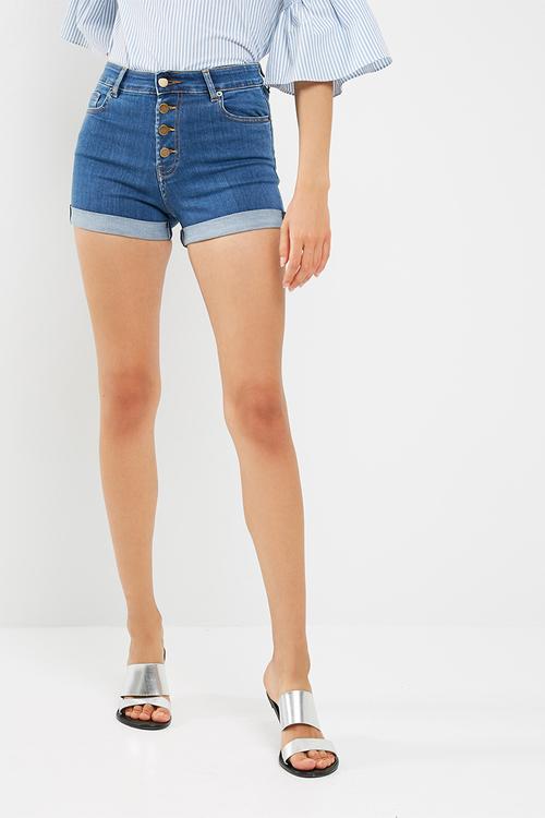 Button through denim short