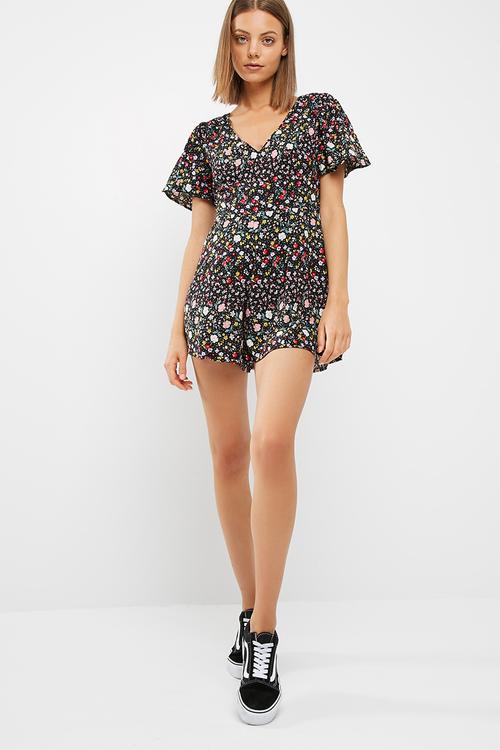 Ditsy culotte playsuit