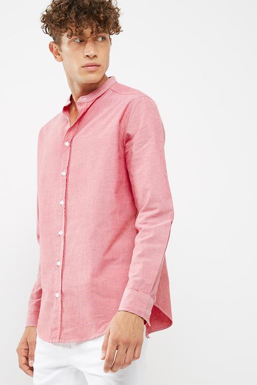 Regular fit mandarin oxford shirt