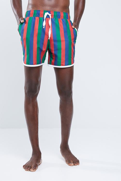Striped swimshort with piping