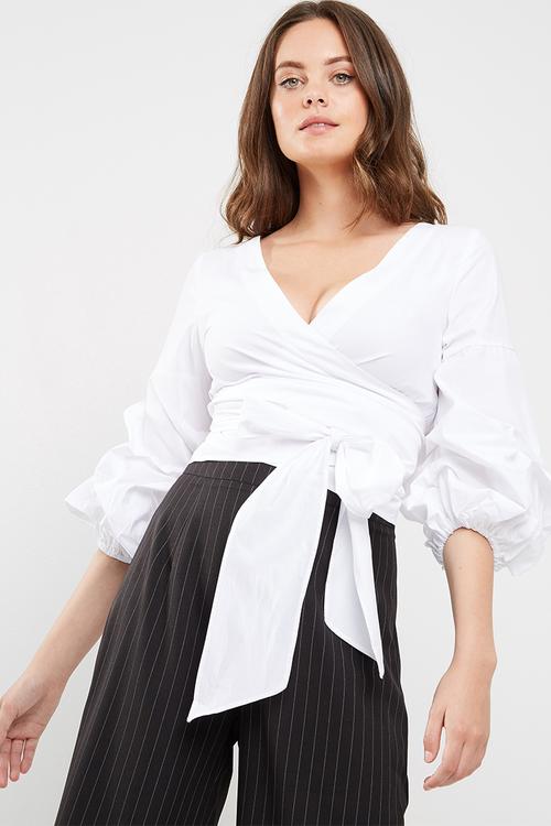 Poplin wrap blouse