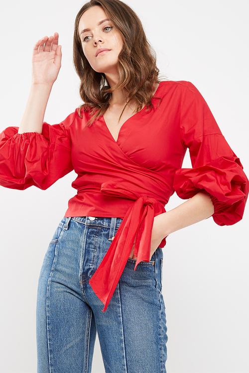 Poplin wrap blouse