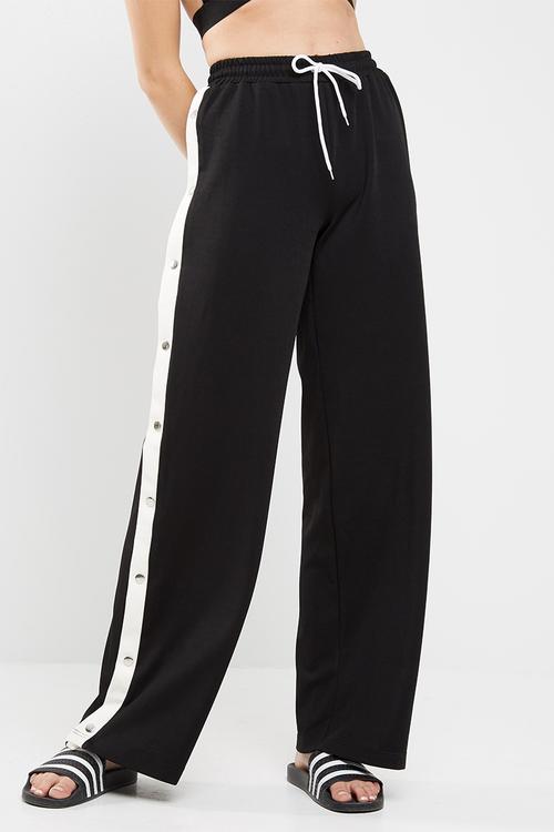 Wide leg popper jogger trousers
