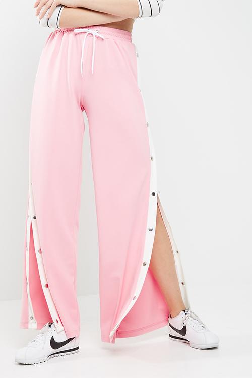 Wide leg popper jogger trousers