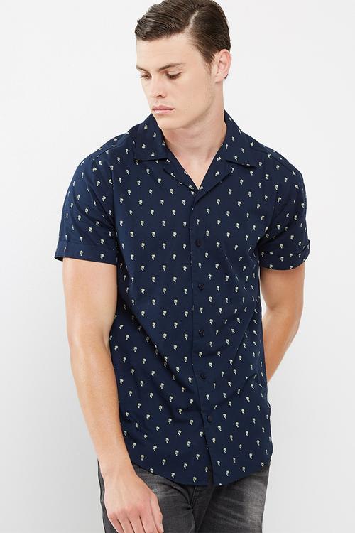 Regular fit cuban collar shirt