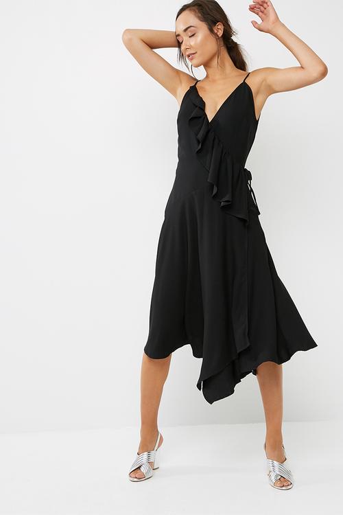 Hanky hem midi wrap dress