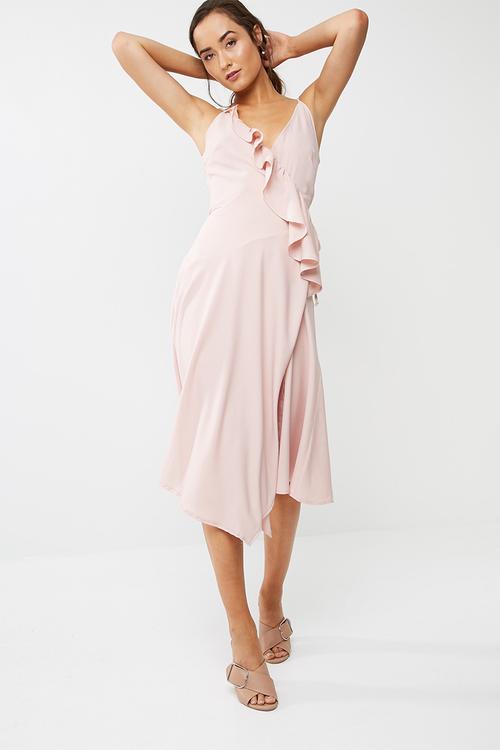 Hanky hem midi wrap dress