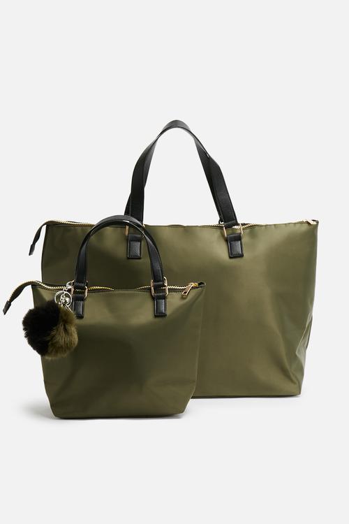 2 pack nylon and PU shopper