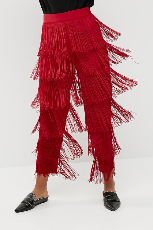 Tiered fringe trousers