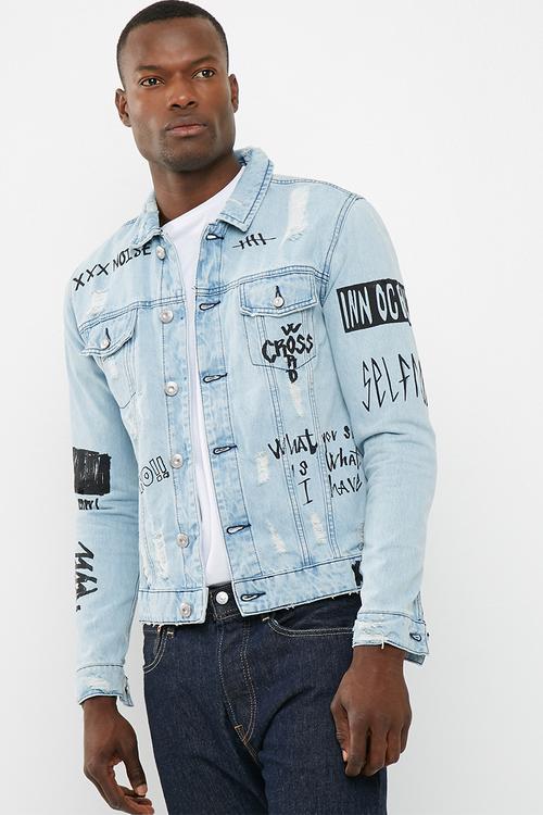 Doodle denim trucker jacket