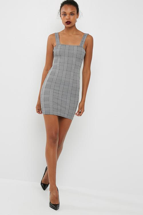 Checked bodycon mini dress