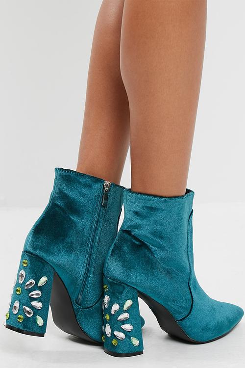 Reverend velvet gem heel detail ankle boot