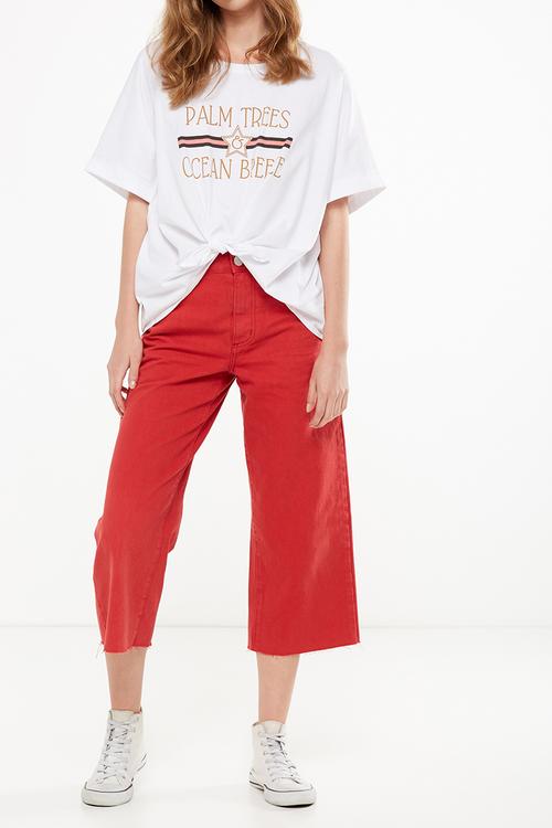 Mid rise wide leg crop jeans