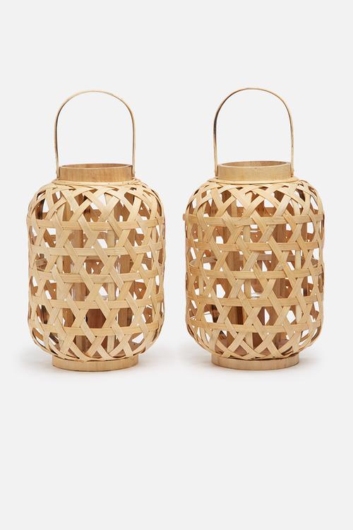 Bamboo lantern set of 2