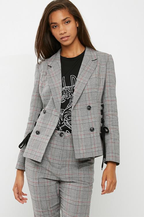 Lace up detail blazer