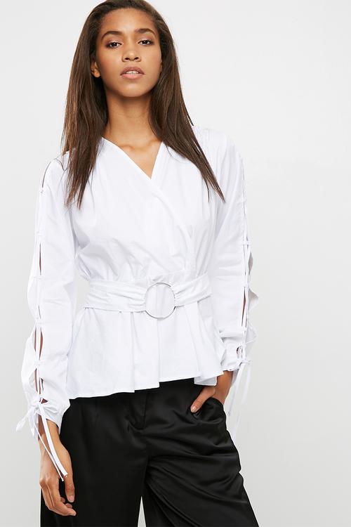 Poplin blouse with ring detail 