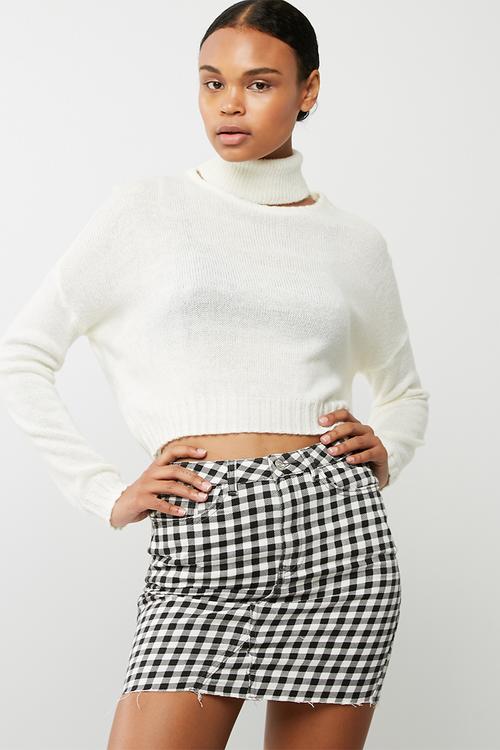 Roll neck crop jumper