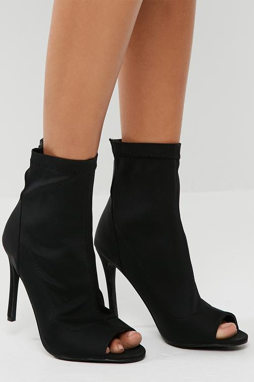 Neoprene peep toe ankle boot