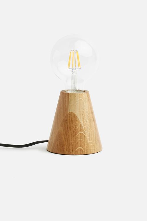 Tapered oak table lamp