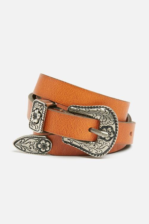 Leather western loop belt