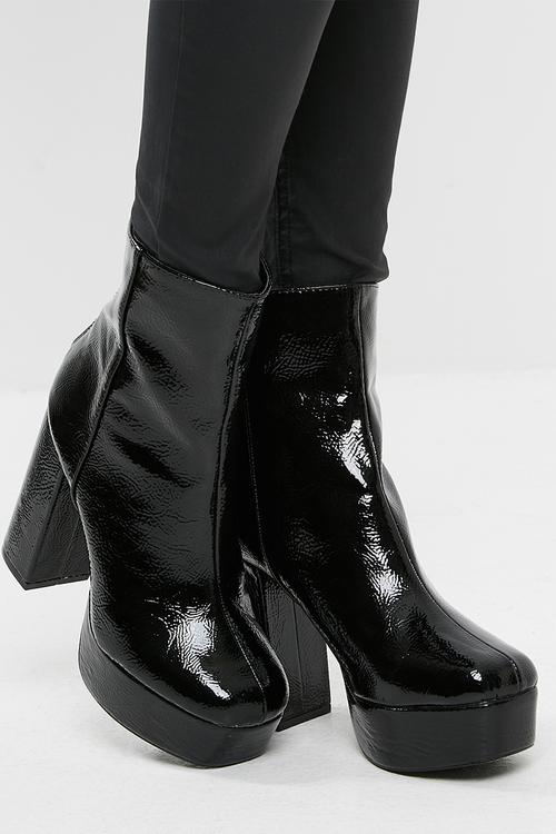 Vinyl platform ankle boot