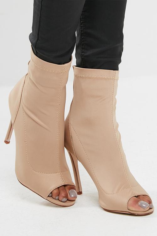 Neoprene peep toe ankle boot