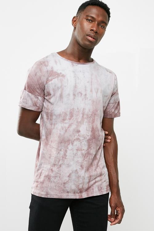 Longline curved hem drop shoulder tee