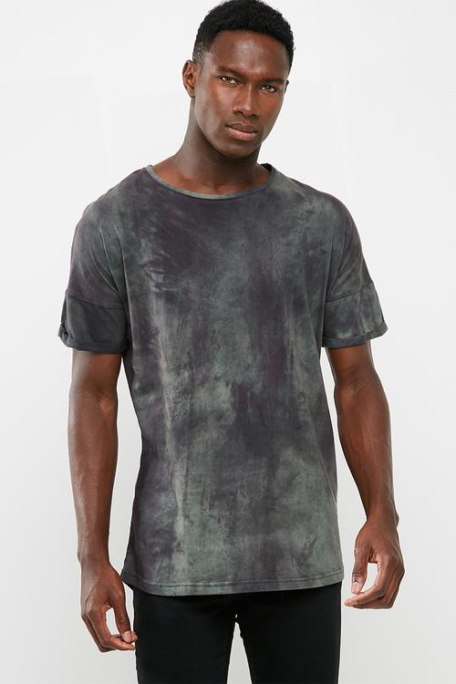 Longline curved hem drop shoulder tee