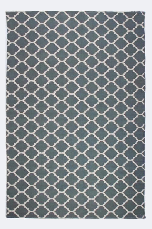 Daisy printed rug - teal green