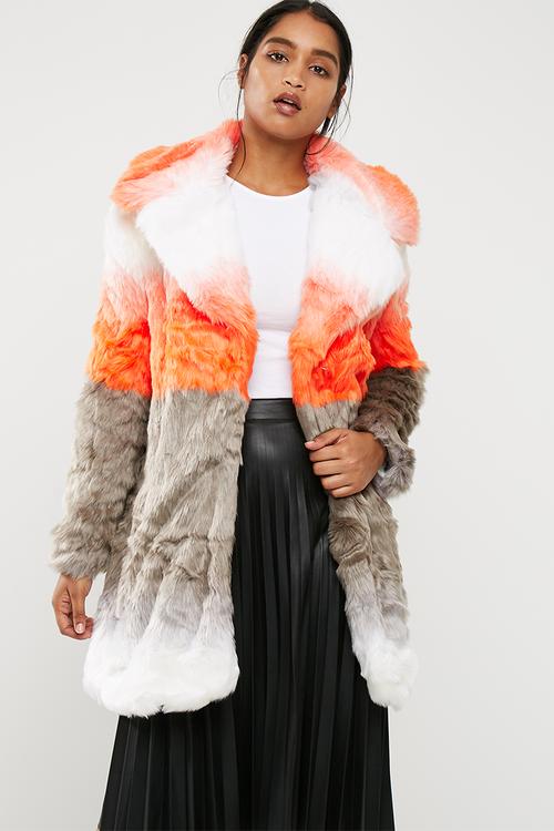 Ombre faux fur coat