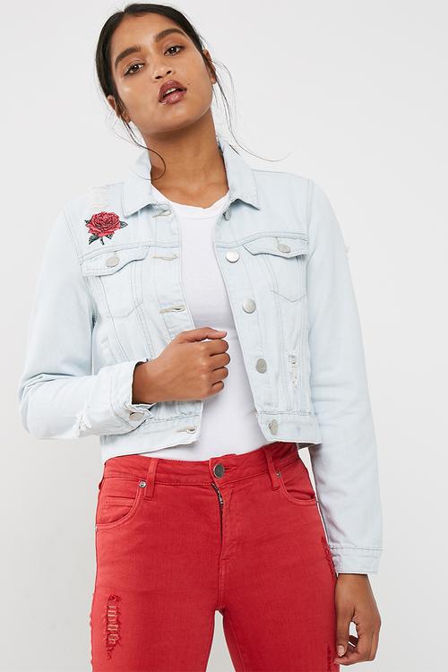 Girlfriend embroidered denim jacket