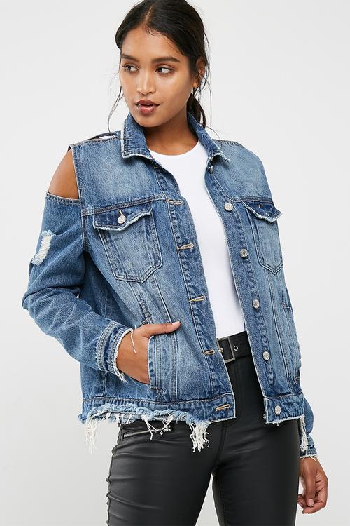 Cut out trucker denim jacket