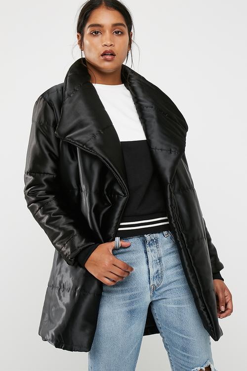 Mid length belted padded jacket 