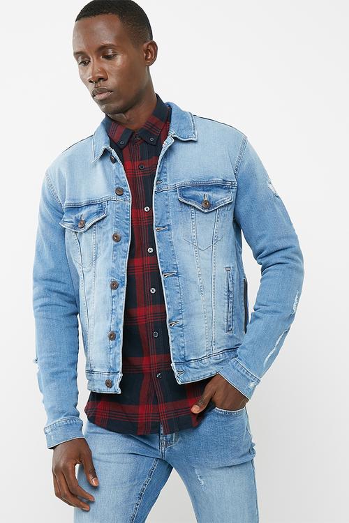 Storm zip detail denim jacket