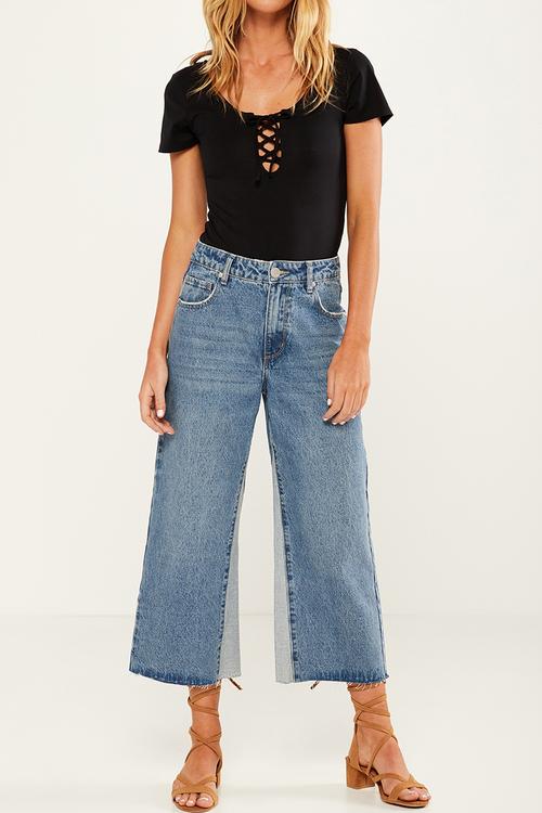 Mid rise wide leg crop jeans