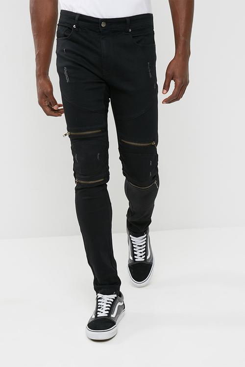 Zav skinny biker with knee zip