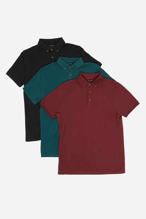 Pique slim fit polo 3 pack
