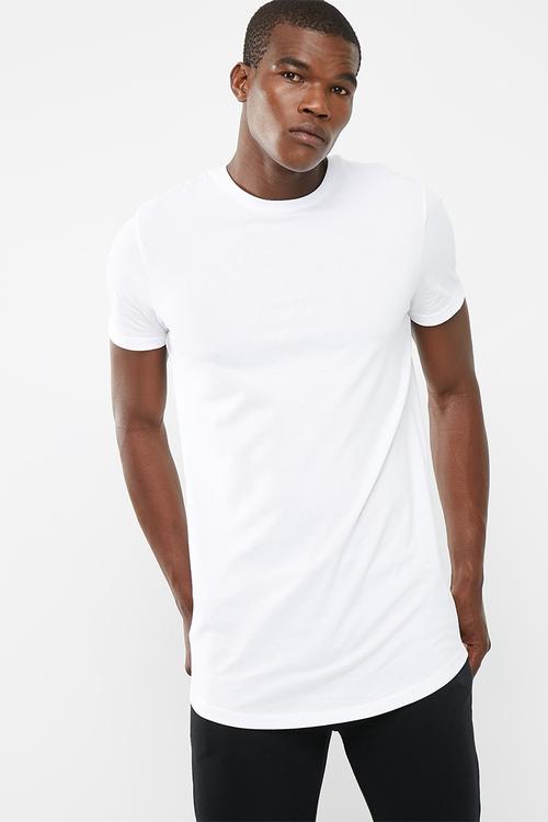 Plain longline curved hem tee