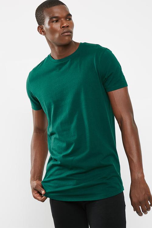 Plain longline curved hem tee
