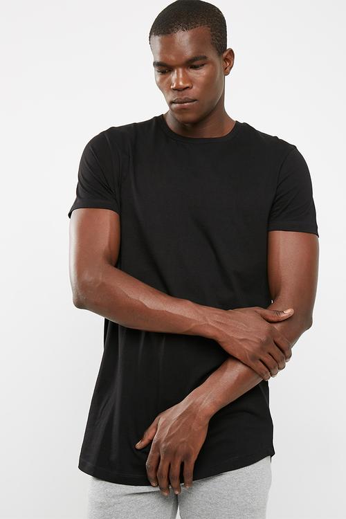 Plain longline curved hem tee