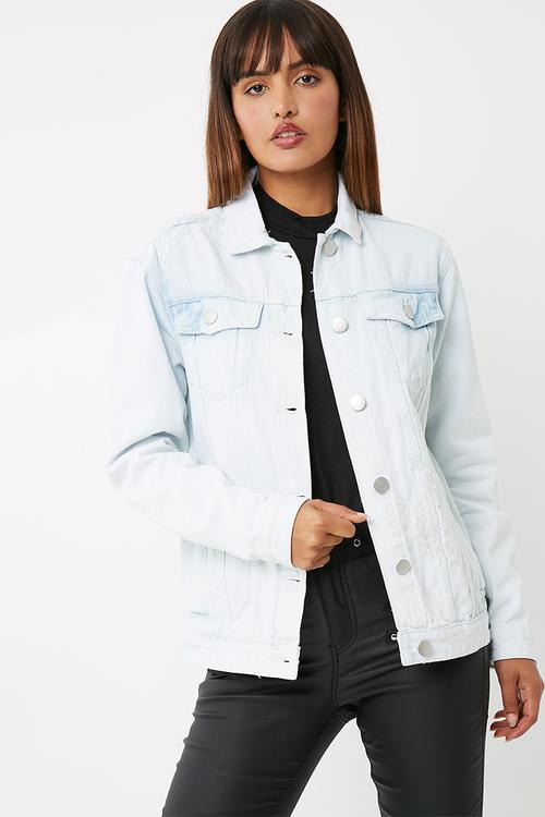 Boyfriend trucker embroidered denim jacket