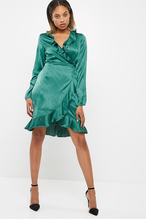Henna satin wrap dress