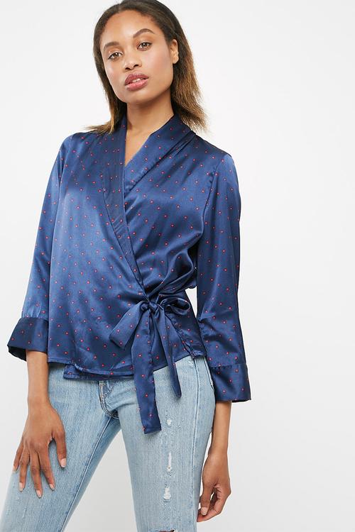 Henna satin wrap top