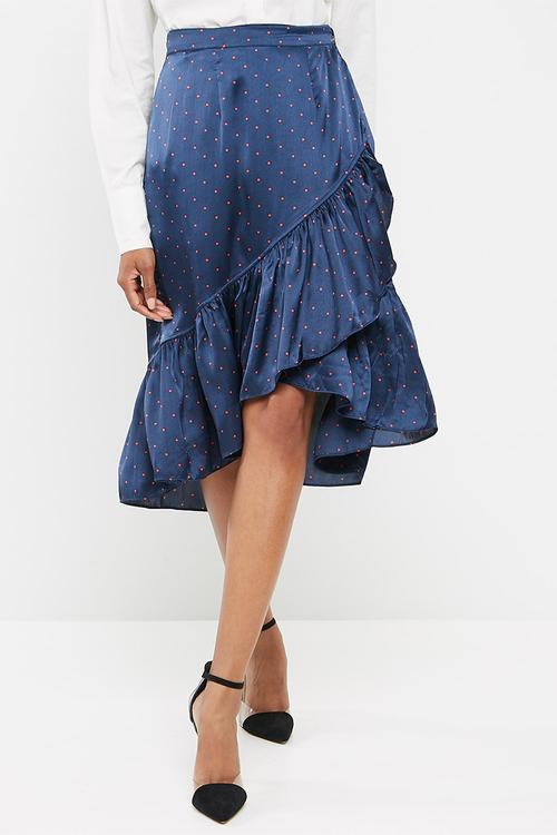 Henna satin wrap skirt