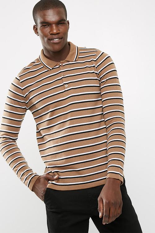 Stripe knit polo
